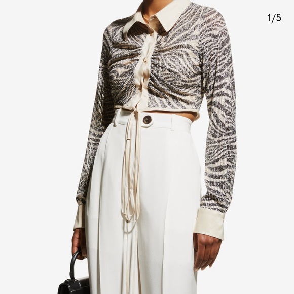 In the mood for love Lina lacing zebra sequin crop top blouse - XS - Picture 7 of 10